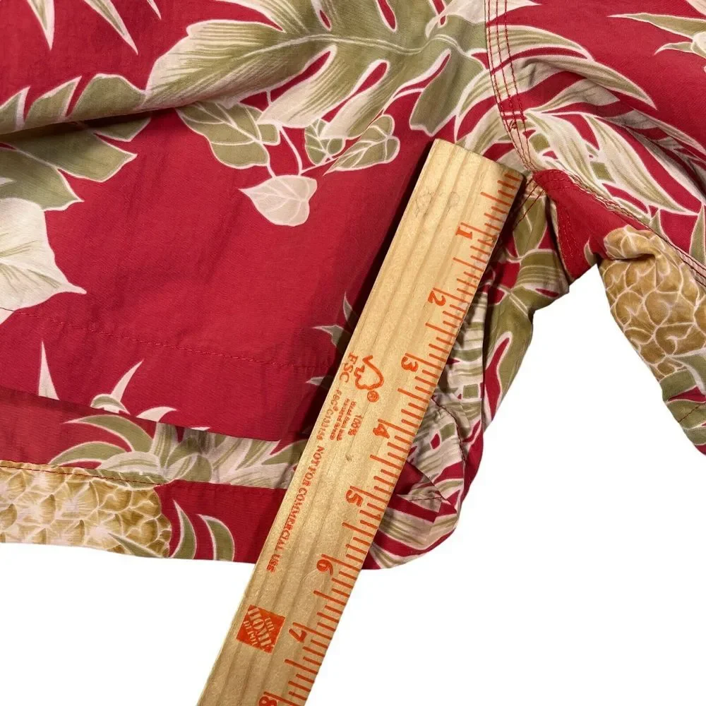 Tommy Bahama Swim Trunks Mens‎ XL Red Beige Pineapple Palm Lined Beach Shorts